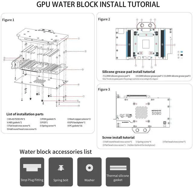 Alt view image 5 of 7 - Barrow GPU Water Cooling Block, Copper GPU Water Cooler with Metal Backplate for ASUS TUF RTX5090 O32G Gaming Liquid Cooling Water Blocks