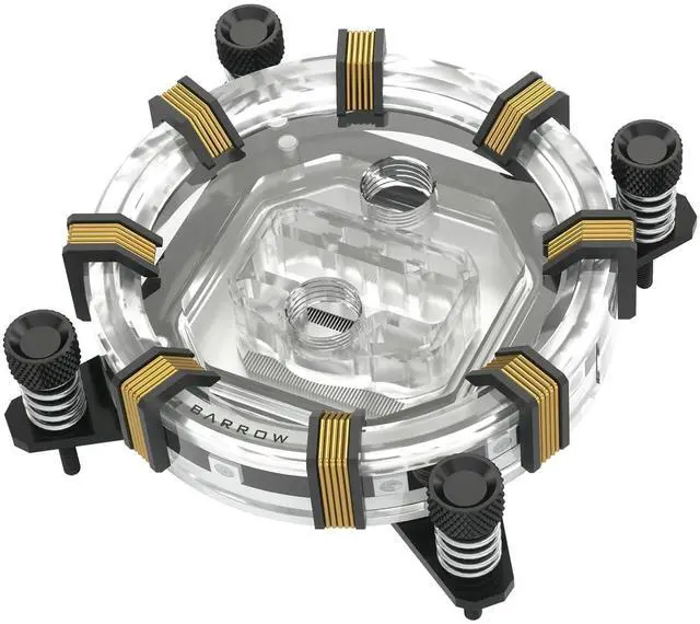 Alt view image 2 of 6 - Barrow CPU Water Cooling Block, High-Efficiency Copper CPU Water Block for Intel LGA115X/1200/1700/X99/X299, Microwaterway CPU Water Cooler Liquid Cooling Block, 5V 3PIN ARGB, Black