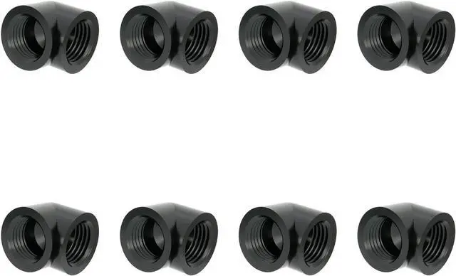Main image of Barrow G1/4" Female to Female 90° Fitting, 90 Degree Angled Elbow Compression Double Internal Fittings, Elbow Adapter Connector for PC Water Cooling System (Black 8Pcs)