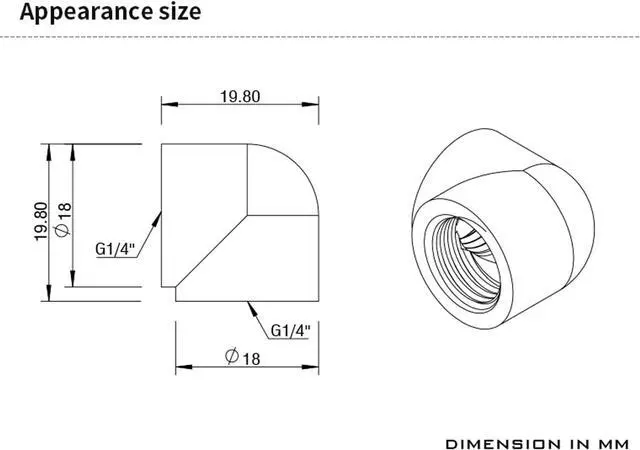 Alt view image 2 of 3 - Barrow G1/4" Female to Female 90° Fitting, 90 Degree Angled Elbow Compression Double Internal Fittings, Elbow Adapter Connector for PC Water Cooling System (White 6Pcs)