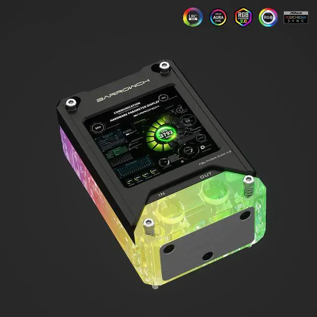 Alt view image 6 of 7 - CPU Water Cooling Block with HDMI Display Screen, AIDA64 Temperature Monitoring Secondary Screen for AMD RYZEN AM5/AM4/AM3+/AM3/FM2, CPU Water Cooler Support Mohterboard Aura 5V 3Pin SYNC