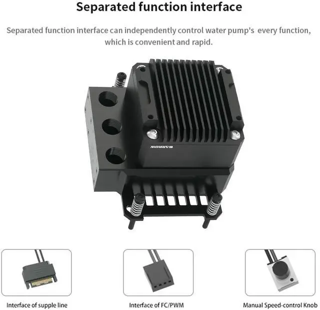 Alt view image 3 of 6 - CPU Water Block with Pump and Reservoir - Mini Integrated PWM Pump Water Cooler CPU Cooling Block Pump Combo for AMD Ryzen AM5/AM4/AM3+/AM3/FM2 (POM Mini)