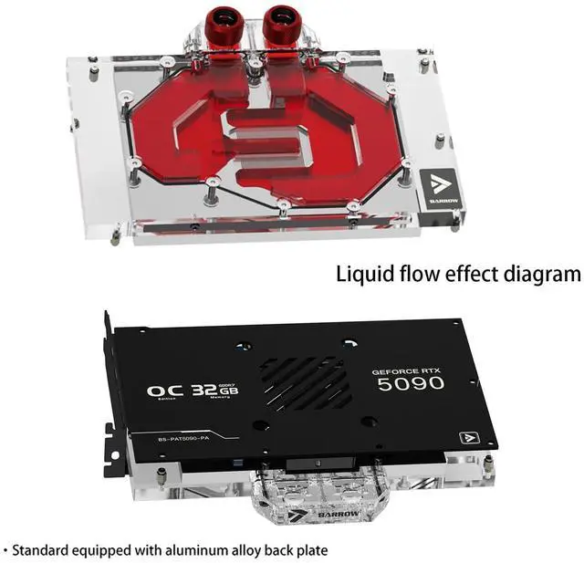 Alt view image 5 of 7 - Barrow Copper GPU Waterblock Compatible for Palit RTX5090 GameRock, Full Coverage GPU Water Cooler Include Backplate, Liquid Cooling Graphics Card Water Block