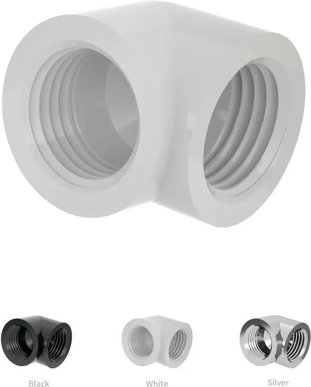 Alt view image 3 of 3 - Barrow G1/4" Female to Female 90° Fitting, 90 Degree Angled Elbow Compression Double Internal Fittings, Elbow Adapter Connector for PC Water Cooling System (White 6Pcs)