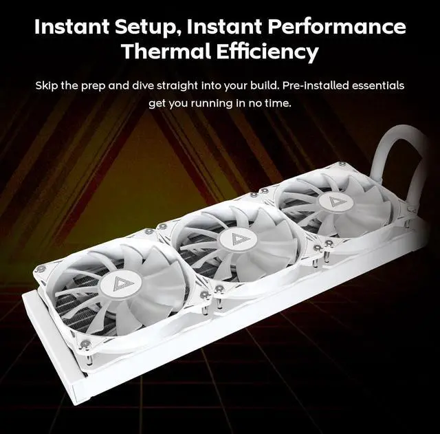 Alt view image 4 of 6 - MONTECH Lightflow ARGB 360 White Ultra-Quiet AIO Liquid CPU Cooler, 3100RPM Pump, Triple Silent Fans, High-Efficiency Radiator for Superior Heat Dissipation, Intel & AMD Compatible, ARGB-Free