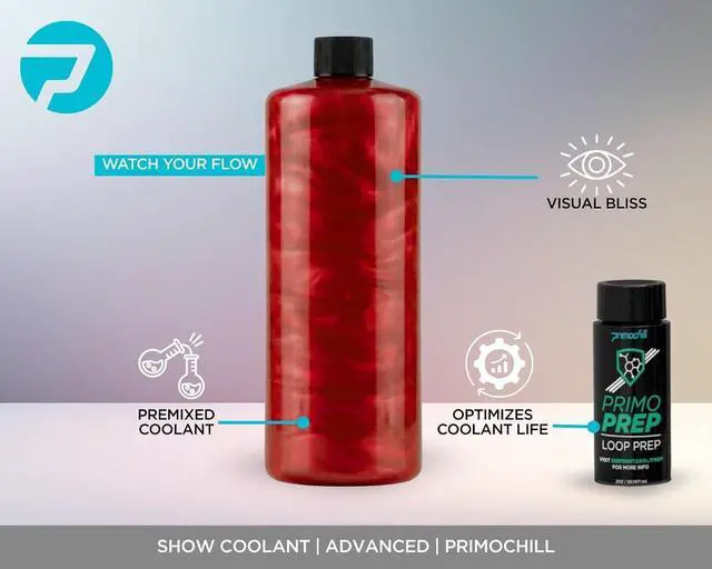 Alt view image 2 of 4 - PrimoChill Vue - Computer WaterCooling Coolant, Visual Flow, Solid/Non-Transparent, Full Protection, PrimoPrep Included, Proudly Made in The USA (32oz/.9L) - Crimson