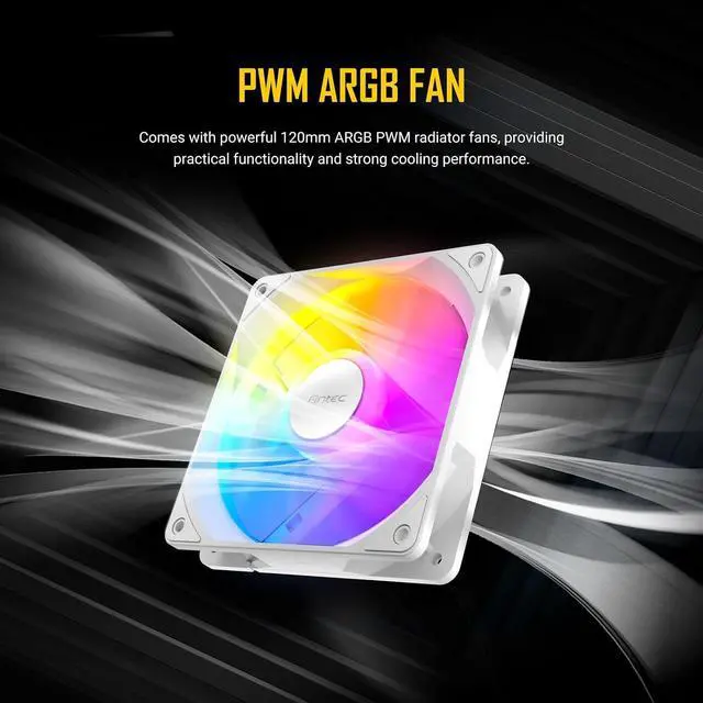 Alt view image 6 of 7 - Antec Skeleton 360 ARGB White Liquid CPU Cooler, 360mm Radiator, High-Performance Pump, 3 x 120mm PWM ARGB Fans, Copper Base, Intel LGA 115X/1200/1700/20XX, AMD AM4/AM5, White