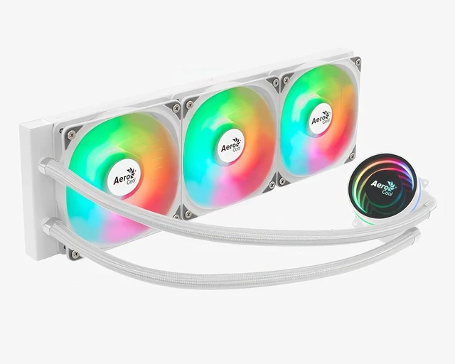 Alt view image 2 of 6 - AeroCool Oasis L360 ARGB AIO Liquid CPU Cooler, TDP 300W, 360mm Radiator, Mirage Design with ARGB Lighting, 3x120mm ARGB Fans, Intel LGA 1700, 1200, 115X, 2066, 1366, AMD AM5/AM4 Sockets - White