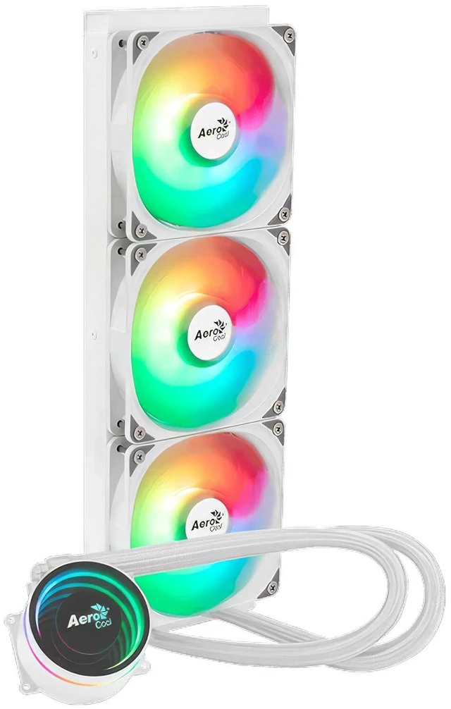 Main image of AeroCool Oasis L360 ARGB AIO Liquid CPU Cooler, TDP 300W, 360mm Radiator, Mirage Design with ARGB Lighting, 3x120mm ARGB Fans, Intel LGA 1700, 1200, 115X, 2066, 1366, AMD AM5/AM4 Sockets - White