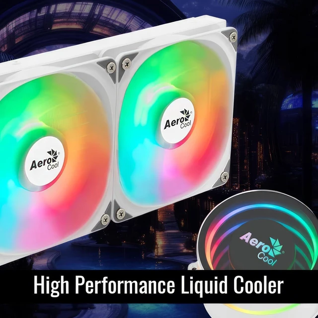 Alt view image 3 of 6 - AeroCool Oasis L360 ARGB AIO Liquid CPU Cooler, TDP 300W, 360mm Radiator, Mirage Design with ARGB Lighting, 3x120mm ARGB Fans, Intel LGA 1700, 1200, 115X, 2066, 1366, AMD AM5/AM4 Sockets - White