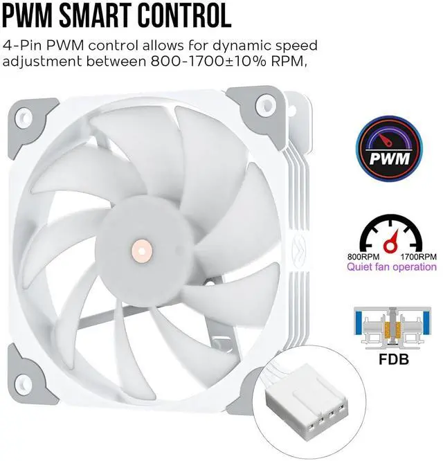 Alt view image 4 of 7 - Vetroo V5 White CPU Cooler, 5 Heat Pipes 120mm Addressable RGB Lighting & PWM Fan, 150W TDP Air Cooler for AMD AM4 Ryzen/Intel LGA 1700/1200/115X