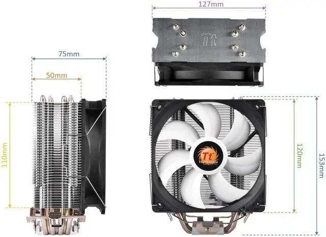 Alt view image 7 of 7 - Thermaltake Contac Silent 12 150W INTEL/AM5/AMD (LGA 1200/AM4) Support 120mm PWM CPU Cooler CL-P039-AL12BL-A