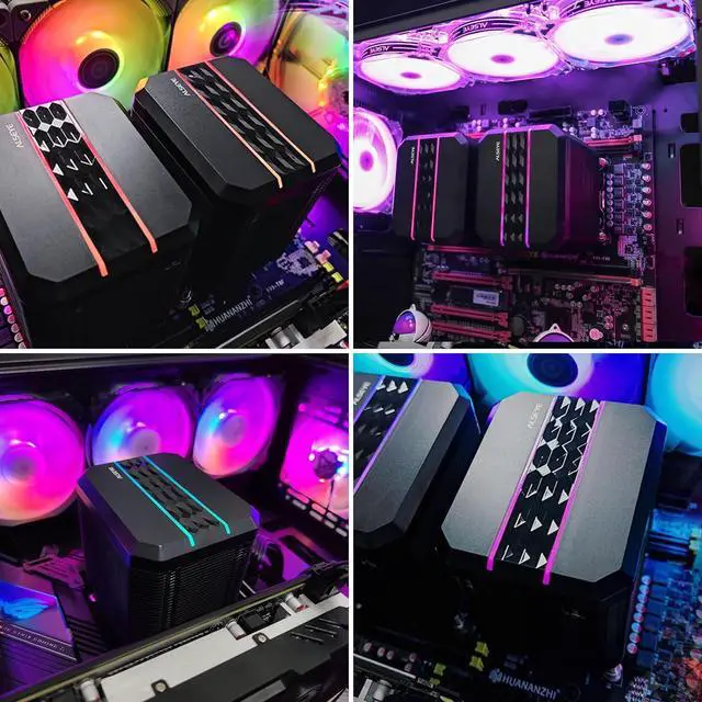 Alt view image 6 of 7 - ALSEYE M90 CPU Cooler, Hidden Fan Designed Dual Tower Air-Cooled CPU Cooler with ARGB Light Effect Cover Compatible with Both Intel and AMD Platform, LGA1700 Supported