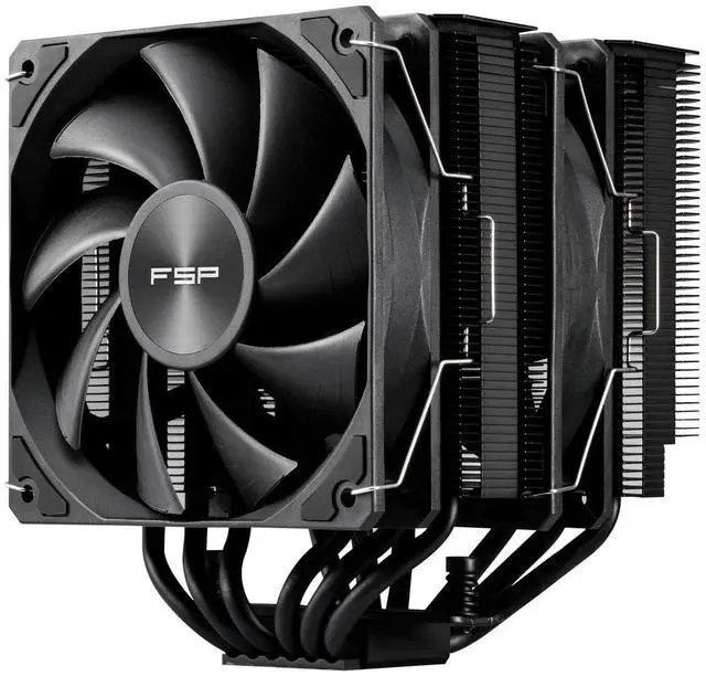 Main image of FSP MP7 Dual Tower CPU Cooler, Dual 120mm PWM Fans, 6 Copper Heat Pipes Compitable with Latest CPU LGA 1851/1700 / 1200 and AM4 / AM5 with 3 Years Warranty (MP7-Black)