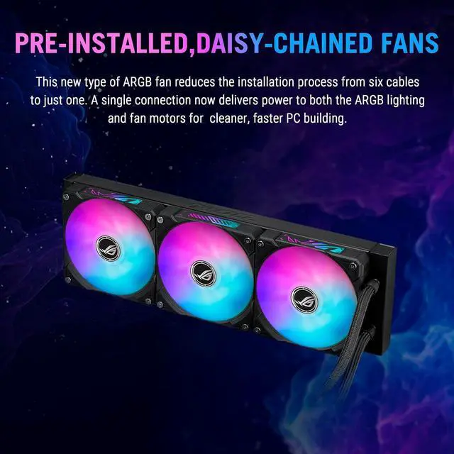 Alt view image 7 of 7 - ASUS ROG RYUO IV 360 ARGB with movable curved 6.67-inch AMOLED display that supports 3D-effect video or customizable system stats, plus Asetek Emma Gen8 V2 pump and pre-mounted daisy-chained ARGB fans