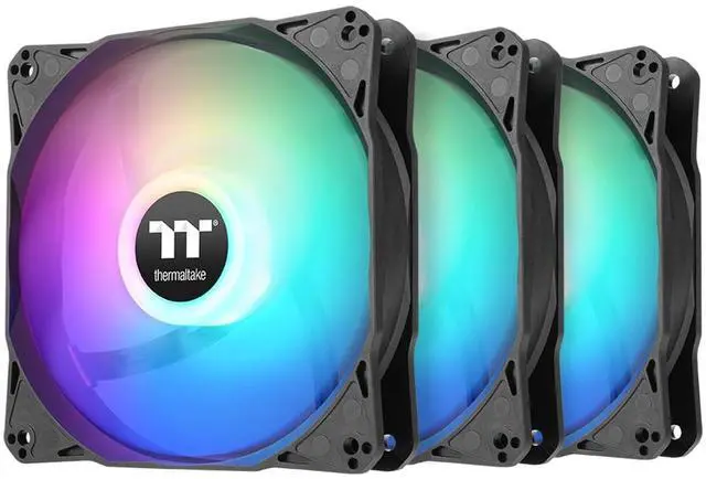Main image of Thermaltake LE120 ARGB PWM Fan (3 Pack), PWM controlled 500~1500 rpm, 5V Motherboard Sync, 16.8 Million Colors 9 Addressable LEDs, Airflow 66.1 CFM, 120mm Hydraulic Bearing, Case Fan, CL-F204-PL12SW-A