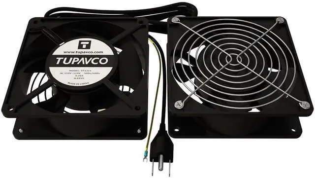 Alt view image 4 of 4 - Network Cabinet Fan (2pc Kit) Pair of 120mm 4in Fans 110V - Tupavco TP1511