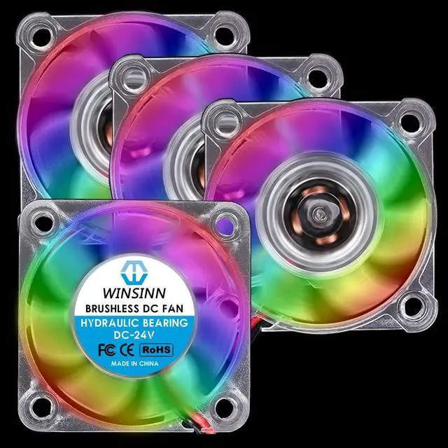 Main image of WINSINN 40mm RGB Fan 24V, Ender 3 Fan Upgrade 24 Volt Fans LED Colorful 4010 Hydraulic Bearing, Works with Ender 3 Pro 3X CR-10S (Pack of 4Pcs)