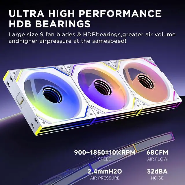 Alt view image 4 of 7 - Jungle Leopard Interstellar-V2 X3 120mm PC ARGB Case Computer Cooling Fans,Daisy-Chain|PWM 950-1850RPM|High Airflow|RGB Dual Infinity Mirrors Lighting for Gaming Build(White Forward,3Pack)