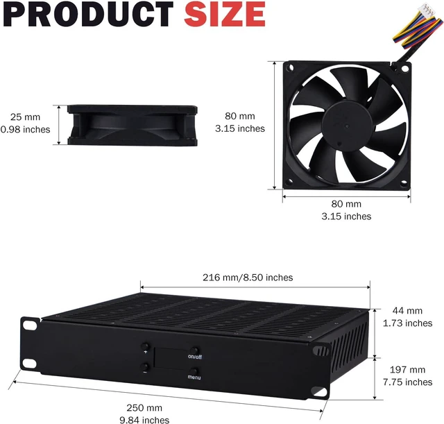 Alt view image 3 of 7 - 10inch 1U Rack Mount Fan Unit with 4 Fans for DeskPi RackMate T1/T0/T2/T0 Plus/T1 Plus/TL1/10 inch Mini Server Rack