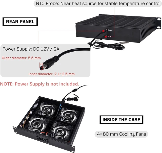 Alt view image 5 of 7 - 10inch 1U Rack Mount Fan Unit with 4 Fans for DeskPi RackMate T1/T0/T2/T0 Plus/T1 Plus/TL1/10 inch Mini Server Rack
