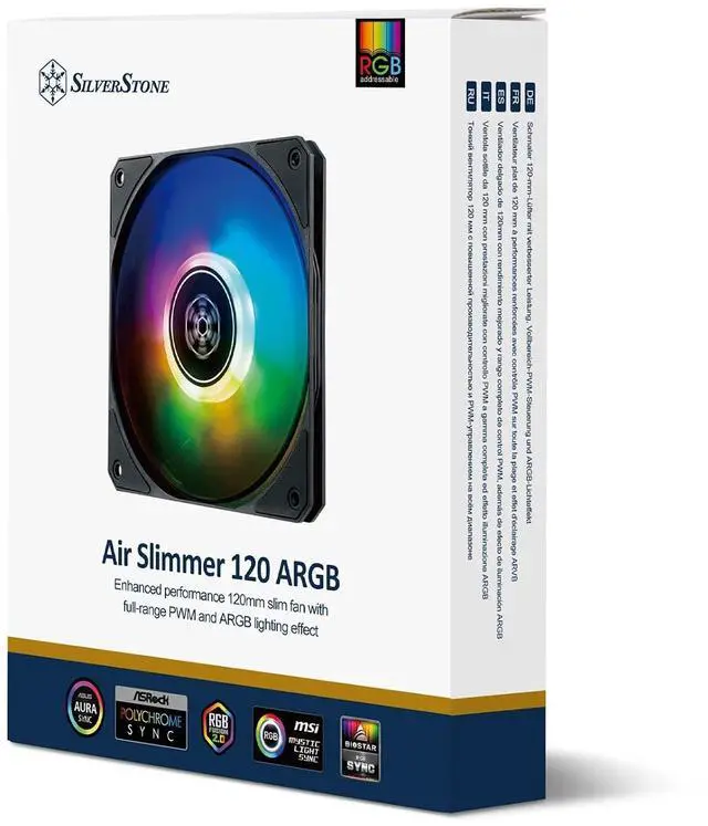 Alt view image 5 of 7 - SilverStone Technology Air Slimmer 120 Enhanced Performance 120mm Slim Fan with Full-Range PWM and ARGB Lighting Effect (SST-AS120B-ARGB)