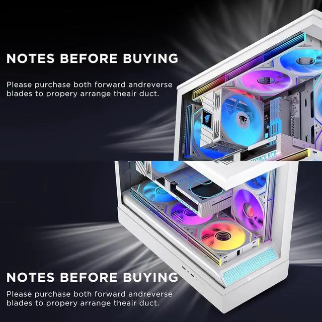 Alt view image 7 of 7 - Jungle Leopard Interstellar-V2 X3 120mm PC ARGB Case Computer Cooling Fans,Daisy-Chain|PWM 950-1850RPM|High Airflow|RGB Dual Infinity Mirrors Lighting for Gaming Build(White Forward,3Pack)
