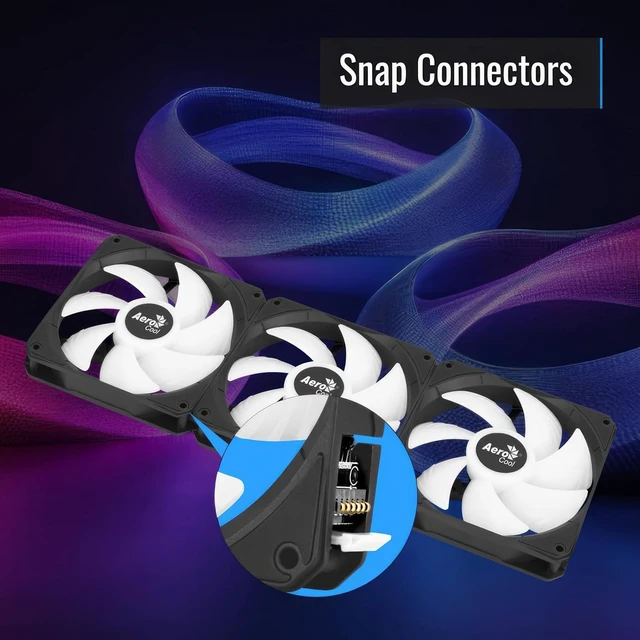 Alt view image 3 of 7 - AeroCool Link 3-Pack Fan for PC Case, Triple Pack 120mm ARGB Fans, Daisy Chain Design, Silent Fan, Easy Fan Assembly and Disassembly, PWM 300-1500 RPM, Hydraulic Bearing, Black
