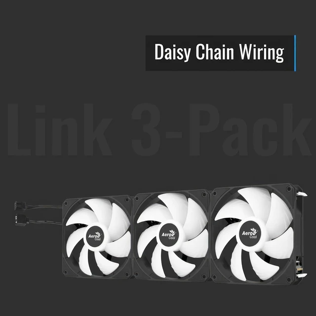 Alt view image 4 of 7 - AeroCool Link 3-Pack Fan for PC Case, Triple Pack 120mm ARGB Fans, Daisy Chain Design, Silent Fan, Easy Fan Assembly and Disassembly, PWM 300-1500 RPM, Hydraulic Bearing, Black