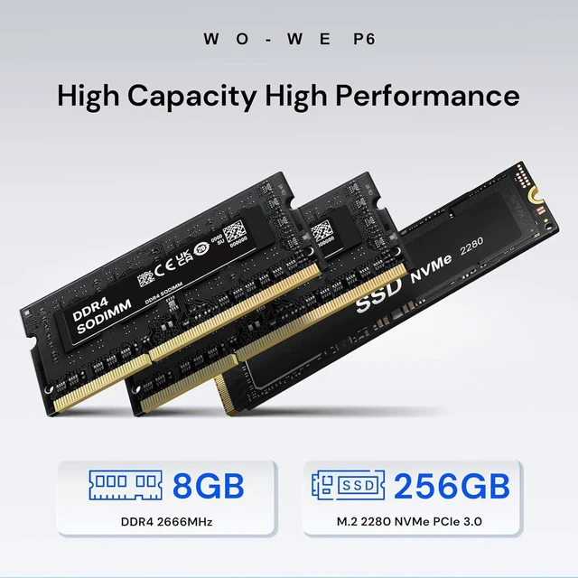 Alt view image 4 of 7 - wo-we P6 Mini Gaming PC AMD Ryzen 5 3550H4C/8T,Up to 3.7GHz,16GB DDR4 RAM 512GB M.2 2280 SSD, Mini Desktop Computers Support Dual 4K, WiFi5 BT5.0 Ethernet HTPC for Business, Education, Home