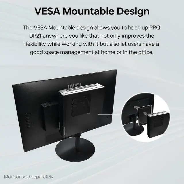 Alt view image 3 of 6 - msi PRO DP21 13M Business Mini Desktop, Intel Core i3-13100, 8GB RAM, 512GB SSD, Windows 11 Pro
