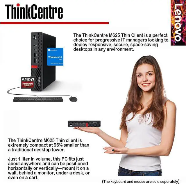 Alt view image 2 of 7 - Lenovo Mini Desktop for Business, 16GB RAM, 128GB SSD and 128GB External Storage, AMD Processor, Dual-Display Ports, Wi-Fi, Bluetooth, USB, RJ-45 Port, Windows 11 Pro, Free Office 365 for The Web