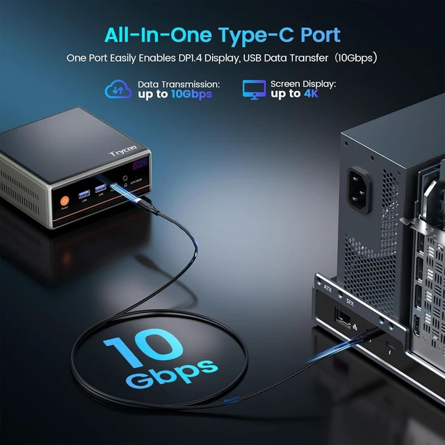 Alt view image 6 of 7 - Gaming Mini PC Ryzen 5 5600H, 8GB DDR4 RAM (Up to 64GB), 256GB SSD