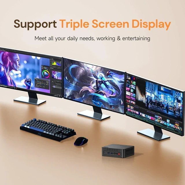 Alt view image 7 of 7 - wo-we P6 Mini Desktop Gaming PC AMD Ryzen 5 3500U, Beats N150/4300U/3200U4C/8T,Up to 3.7GHz,8GB DDR4 RAM 256GB M.2 2280 SSD, Support Dual 4K, WiFi5 BT5.0 Ethernet HTPC for Business, Education, Home