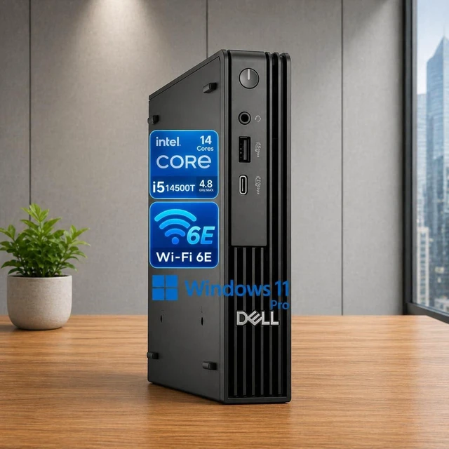 Main image of Dell Pro Micro QCM1250 Mini Desktop (New OptiPlex), 14th Gen i5-14500T (14 Cores, Up to 4.8GHz), 16GB DDR5, 512GB PCIe SSD, HDMI+DP Dual Monitor Support, USB-C, Wi-Fi 6E, Windows 11 Pro