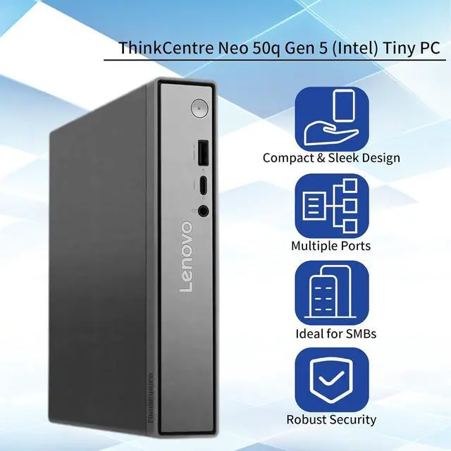 Alt view image 3 of 7 - Lenovo ThinKCentre Neo Business Mini Desktop, Intel Core i3-1315U, 8GB DDR5, 512GB SSD, Windows 11 Pro