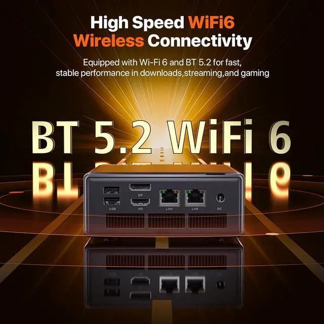 Alt view image 6 of 7 - PELADN Mini PC Gaming, Dual LAN, AMD Ryzen 5 5600H (Upgraded 5700U/7430U),8GB DDR4/256GB SSD,Type-C/DP/HD,Mini Desktop Computer,WiFi6 4K/60Hz Triple-Display USB3.2/BT5.2 Mini Computer, 3-Year Warranty