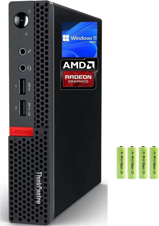 Main image of Lenovo ThinkCentre M625q Mini Form Business Desktop Computer PC, AMD Dual-Core A4-9120C, 8GB RAM 256GB PCIE SSD, AMD Radeon R4, RJ-45, Display Ports, USB Ports, Windows 11 Pro, Black, w/Battery