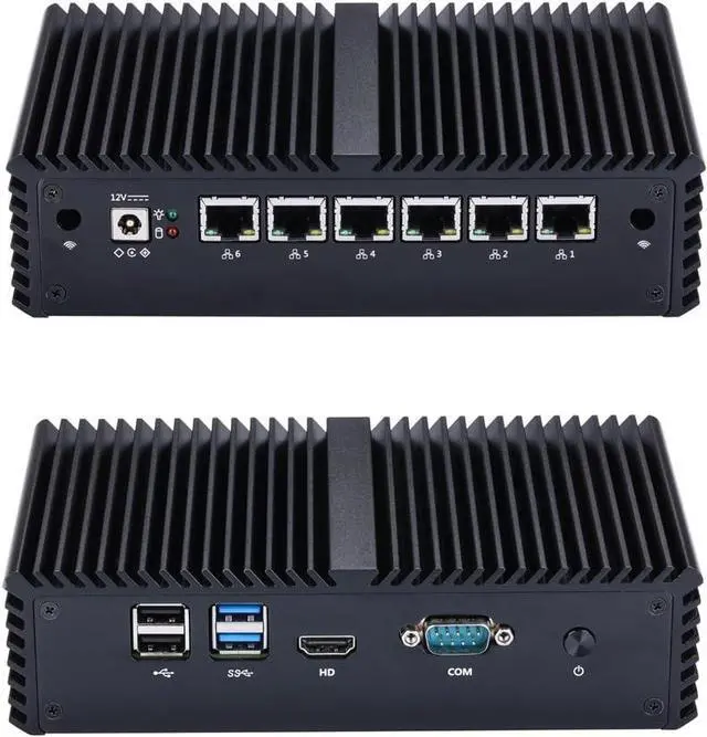 Main image of Qotom Fanless Mini PC 6 Intel i210 LAN Celeron 3865U DIY Router 16G/512G