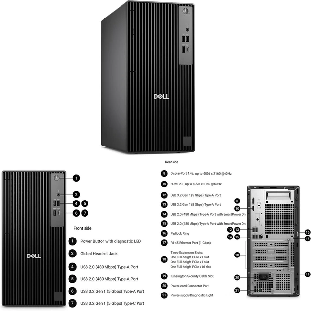 Alt view image 6 of 7 - Dell Pro QCT1250 Desktop, New OptiPlex Version, Intel Core I5-14500, up to 5.0 GHz 16GB DDR5 1TB SSD, DisplayPort+ HDMI, USB-C, Windows 11 Pro, with Keyboard & Mouse