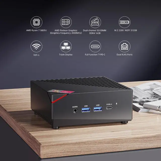 Alt view image 3 of 7 - KAMRUI Mini PC,AMD Ryzen 7 5800U 8C/16T Processor Up to 4.4Ghz, 32GB DDR4 512GB SSD,Small Form Factor Desktop Computer Support 4K UHD, WiFi 6/BT 5.2, Home Server, Office, Business