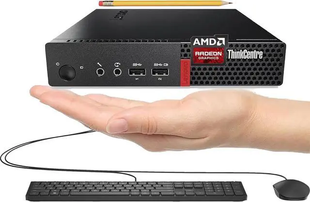 Alt view image 2 of 7 - Lenovo ThinkCentre Micro Desktop with Keyboard & Mouse, 16GB DDR4 RAM, 1TB SSD Drive, AMD Processor, Dual-Display Support, Wi-Fi, Bluetooth, USB, RJ-45, Windows 11 Pro, Business-Grade, Home-Friendly