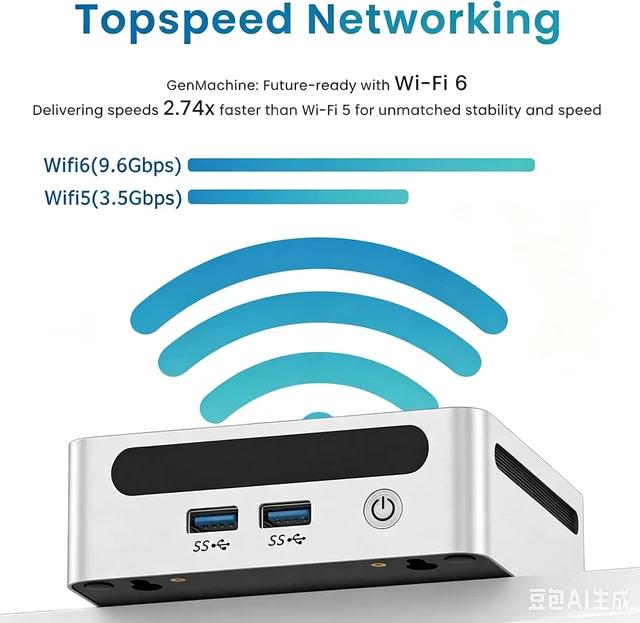 Alt view image 7 of 7 - MIni PC AMD Ryzen 5 6600U (up to 4.5GHz) 16G LPDDR5 6400MHz 512GB M.2 NVMe SSD, AMD Radeon 660M, USB-C 4.0, 2.5G LAN, USB3.0 * 2 - Silver