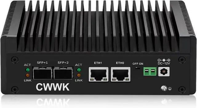 Main image of N150 Mini PC 10gbe Firewall Appliance Fanless 8GB RAM 128GB SSD | AES-NI, 2 x 10gbe SFP+, 2 x i226V 2.5gbe LAN, Micro Router Computer Hardware Home Lable, USB C, TF Card Slot, OPNsense