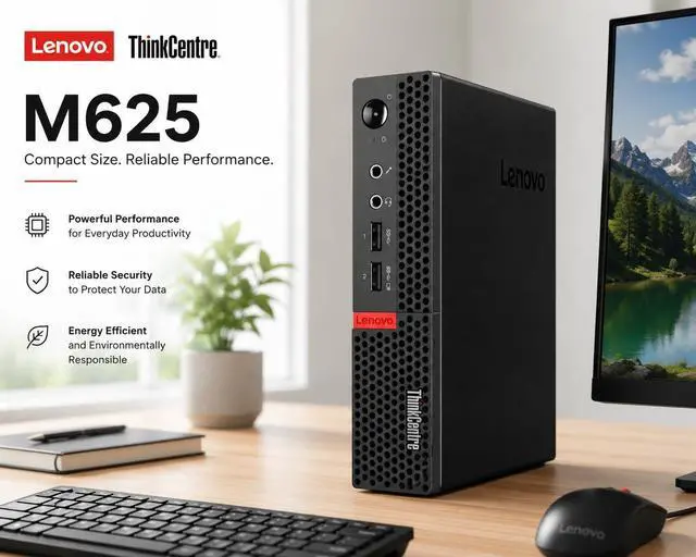 Alt view image 2 of 7 - Lenovo ThinkCentre Mini Desktop Computer with AMD Processor & Graphics, 16GB DDR4 RAM, 256GB SSD, Windows 11, Wi-Fi, Bluetooth, 2X DisplayPort, RJ-45 Port, USB, for Daily Work, Wired Keyboard & Mouse