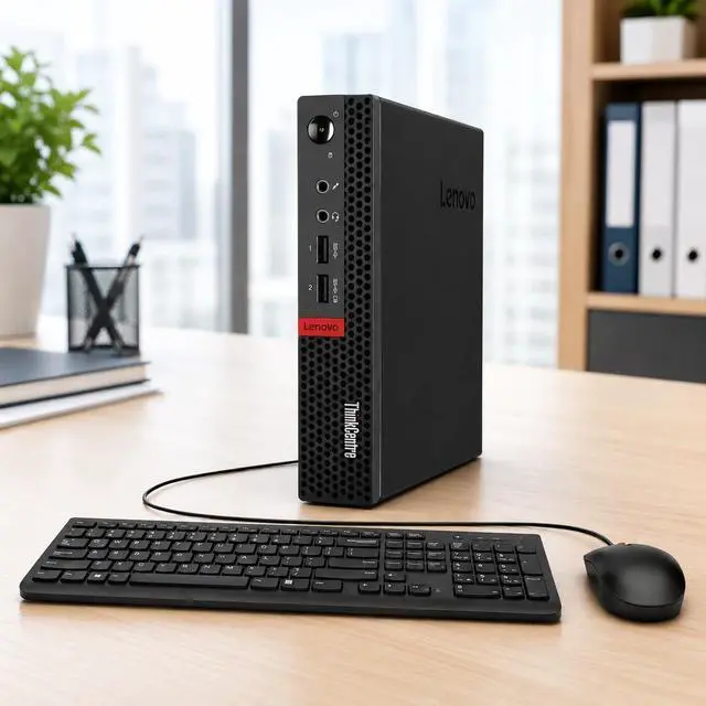 Main image of Lenovo ThinkCentre Mini Desktop Computer with AMD Processor & Graphics, 16GB DDR4 RAM, 256GB SSD, Windows 11, Wi-Fi, Bluetooth, 2X DisplayPort, RJ-45 Port, USB, for Daily Work, Wired Keyboard & Mouse