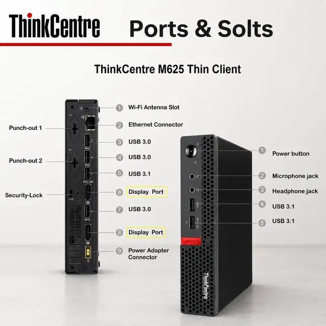 Alt view image 6 of 7 - Lenovo ThinkCentre Mini Desktop Computer with AMD Processor & Graphics, 16GB DDR4 RAM, 256GB SSD, Windows 11, Wi-Fi, Bluetooth, 2X DisplayPort, RJ-45 Port, USB, for Daily Work, Wired Keyboard & Mouse