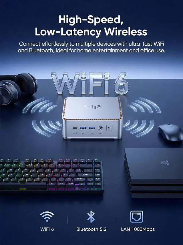 Alt view image 6 of 7 - KAMRUI Hyper H2 Mini PC Windows 11 pro, Intel Core 14450HX Mini Computers (10C/16T, 4.8GHz), 32GB RAM 1TB PCle4.0 SSD Micro Desktop PC, Triple 4K Display, USB-C, WiFi6, BT5.2, Business Office Home