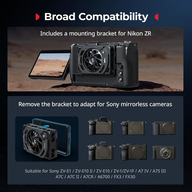 Alt view image 5 of 7 - SMALLRIG Cooling Fan for Nikon ZR, Camera External Cooling System with Dual-Speed Modes, Snap-On Design, TEC Cooling Module, Compatible V-Mount Battery Plate - 5874