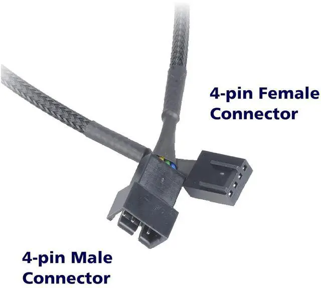 Alt view image 3 of 7 - Akasa PWM Fan Extension Cable | 4-pin Male to Female Connectors | Compatible with PWM and 3-pin Fan | for Computer Cooling Fans and PC Case Fans | 30cm | AK-CBFA01-30